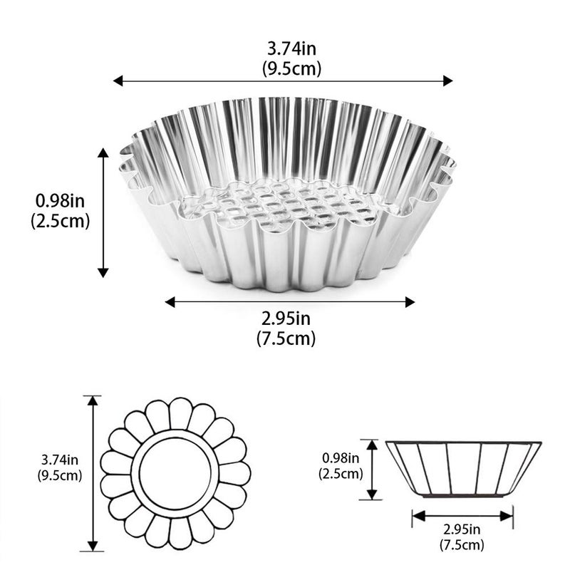 Amytalk 20 Packs Cupcake Mold, 3.8inch Stainless Steel Mini Pie Tartlet Cupcake Cake Muffin Mold Tin Pan Baking Tool - Image 2